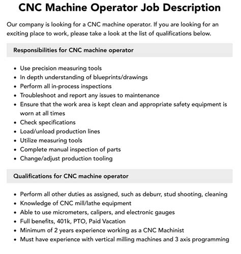 cnc bending machine operator|bending machine operator job description.